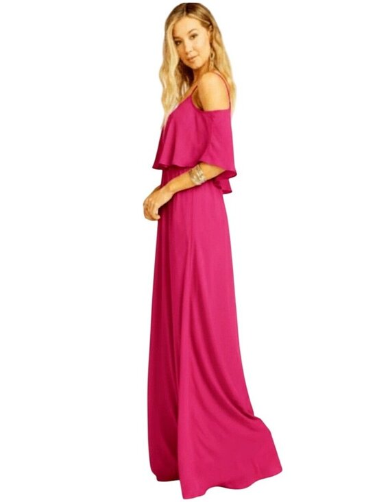 Rolla Coster Dresses & Skirts - Rolla Coster Pink Sleeveless Flowy Ruffle Overlay Bodice Maxi Dress Womens Small